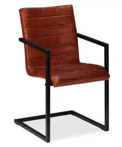vidaXL Dining Chairs 2 pcs Brown Real Leather