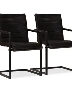 vidaXL Dining Chairs 2 pcs Anthracite Real Leather