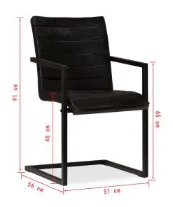 vidaXL Dining Chairs 2 pcs Anthracite Real Leather