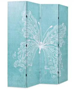 vidaXL Folding Room Divider 160×180 cm Butterfly Blue