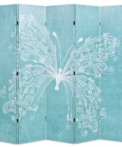 vidaXL Folding Room Divider 200×180 cm Butterfly Blue