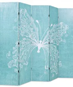 vidaXL Folding Room Divider 200×180 cm Butterfly Blue