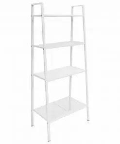 vidaXL Ladder Bookcase 4 Tiers Metal White