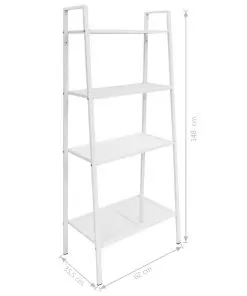 vidaXL Ladder Bookcase 4 Tiers Metal White