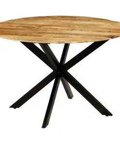 vidaXL Dining Table Solid Rough Mango Wood and Steel 120×77 cm