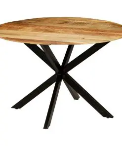 vidaXL Dining Table Solid Rough Mango Wood and Steel 120×77 cm
