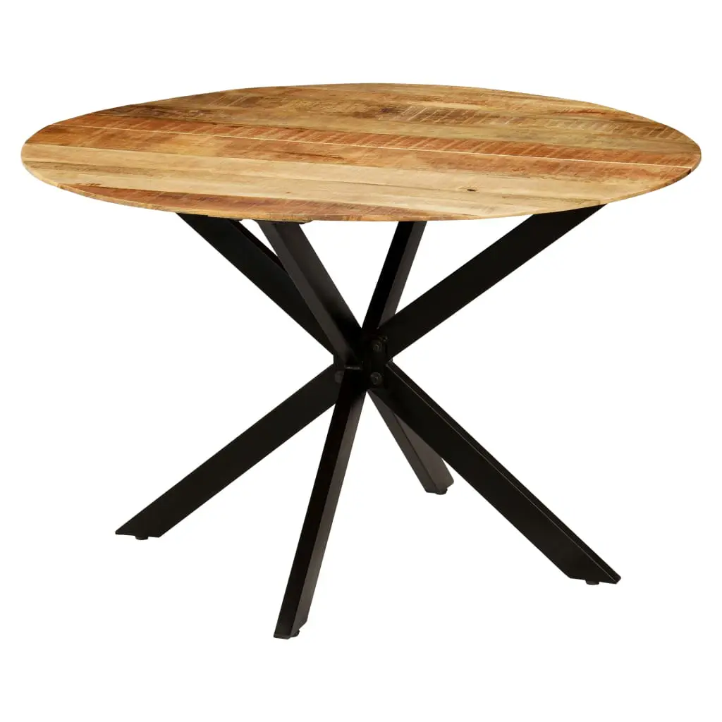 vidaXL Dining Table Solid Rough Mango Wood and Steel 120×77 cm