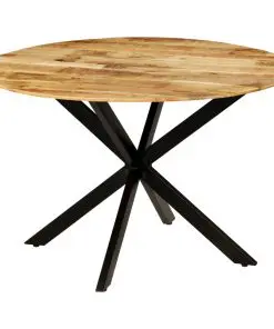 vidaXL Dining Table Solid Rough Mango Wood and Steel 120×77 cm
