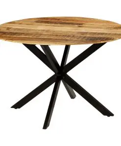 vidaXL Dining Table Solid Rough Mango Wood and Steel 120×77 cm