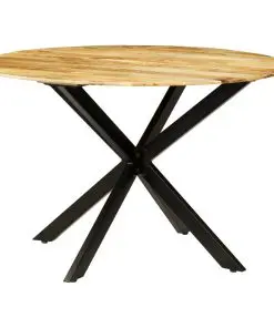 vidaXL Dining Table Solid Rough Mango Wood and Steel 120×77 cm
