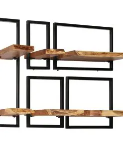 vidaXL Wall Shelf Set 5 Pieces Solid Acacia Wood and Steel