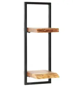 vidaXL Wall Shelf Set 5 Pieces Solid Acacia Wood and Steel