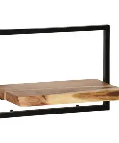 vidaXL Wall Shelf Set 5 Pieces Solid Acacia Wood and Steel