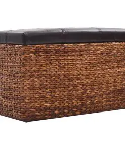 vidaXL Bench with 2 Ottomans Seagrass Brown and Black