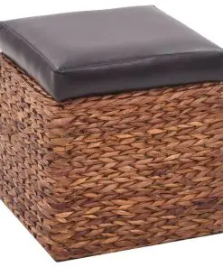 vidaXL Bench with 2 Ottomans Seagrass Brown and Black