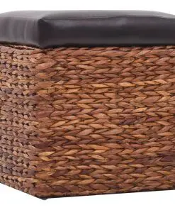 vidaXL Bench with 2 Ottomans Seagrass Brown and Black