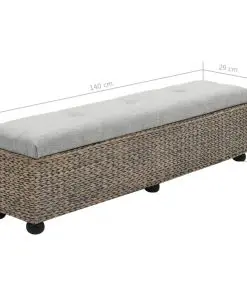 vidaXL Bench Seagrass 140x29x36 cm Grey