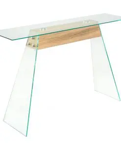 vidaXL Console Table MDF and Glass 120x30x76 cm Oak Colour