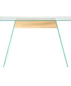 vidaXL Console Table MDF and Glass 120x30x76 cm Oak Colour