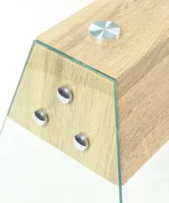 vidaXL Console Table MDF and Glass 120x30x76 cm Oak Colour