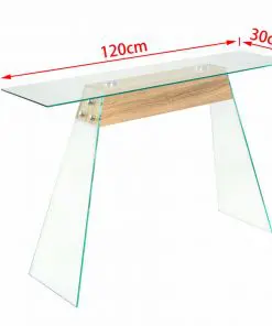 vidaXL Console Table MDF and Glass 120x30x76 cm Oak Colour