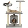 vidaXL Cat Tree with Sisal Scratching Posts 95 cm Grey