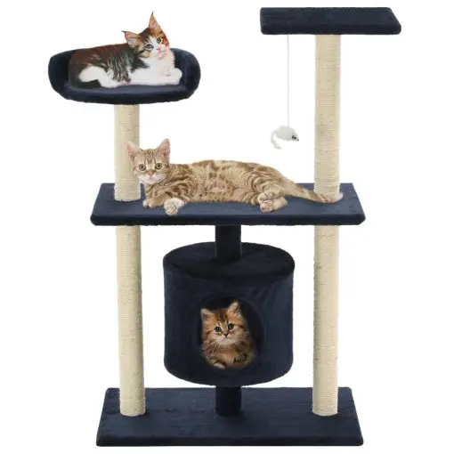 vidaXL Cat Tree with Sisal Scratching Posts 95 cm Dark Blue