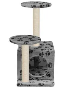 vidaXL Cat Tree with Sisal Scratching Posts 60 cm Grey Paw Prints