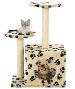 vidaXL Cat Tree with Sisal Scratching Posts 60 cm Beige Paw Prints