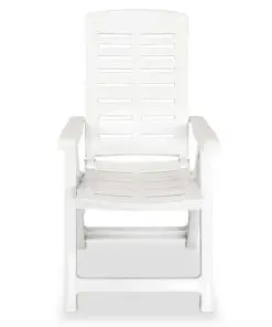 vidaXL Reclining Garden Chairs 6 pcs Plastic White