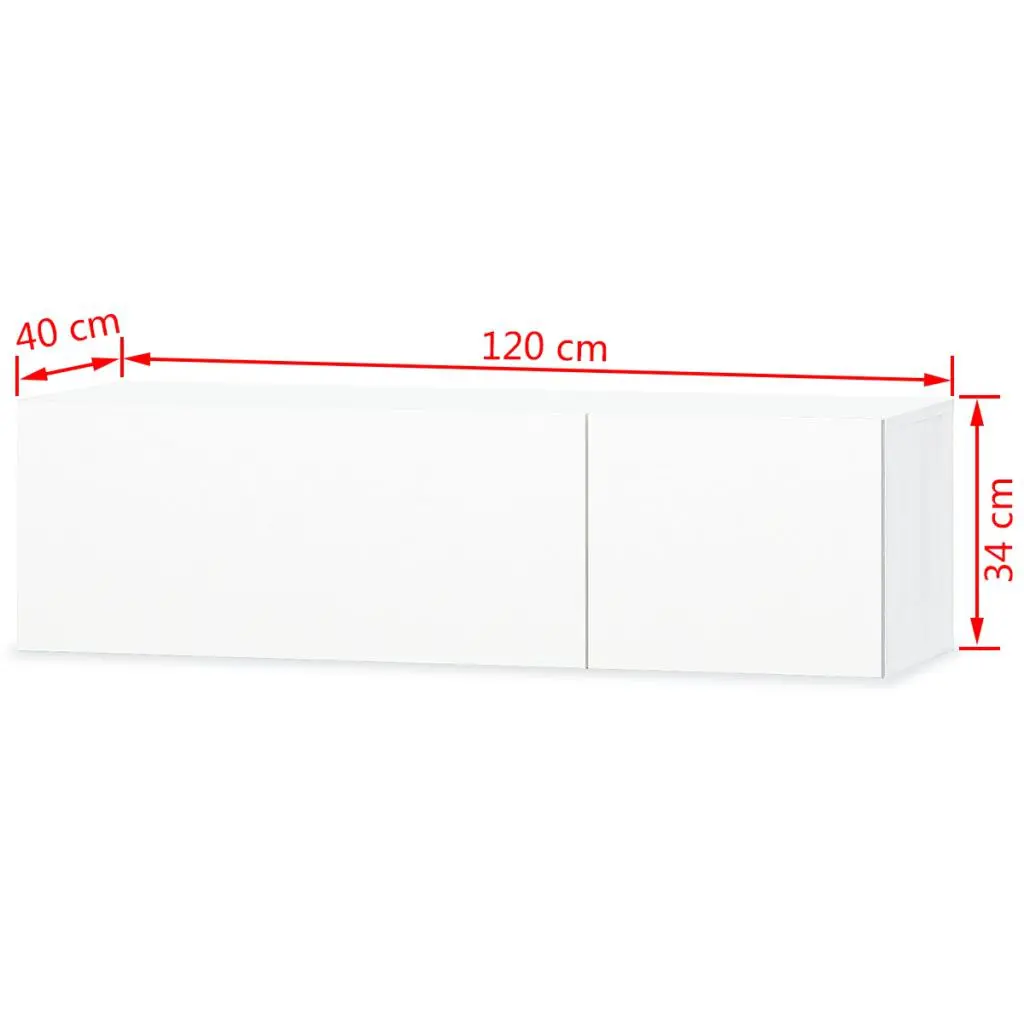 vidaXL TV Cabinets 2 pcs Chipboard 120x40x34 cm High Gloss White