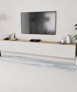 vidaXL TV Cabinets 2 pcs Chipboard 120x40x34 cm High Gloss White Oak
