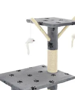 vidaXL Cat Tree with Sisal Scratching Posts 138 cm Grey Paw Prints