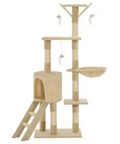 vidaXL Cat Tree with Sisal Scratching Posts 138 cm Beige