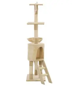 vidaXL Cat Tree with Sisal Scratching Posts 138 cm Beige