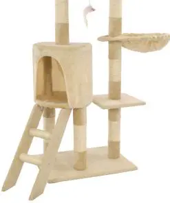 vidaXL Cat Tree with Sisal Scratching Posts 138 cm Beige
