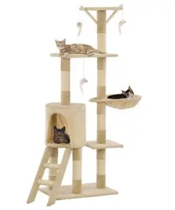 vidaXL Cat Tree with Sisal Scratching Posts 138 cm Beige