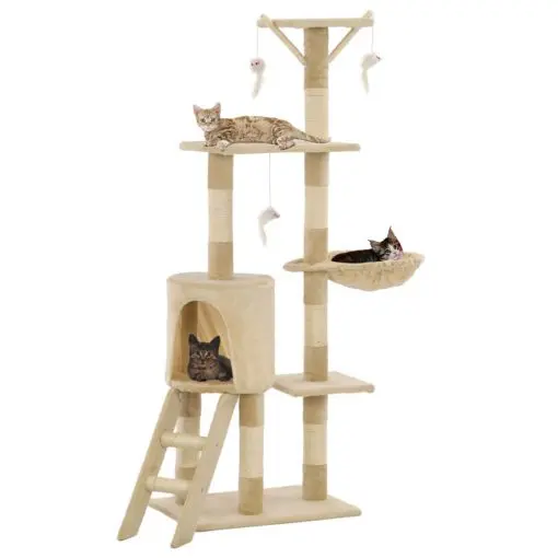 vidaXL Cat Tree with Sisal Scratching Posts 138 cm Beige