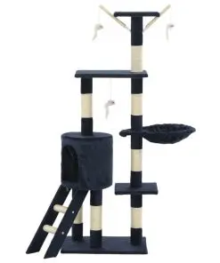 vidaXL Cat Tree with Sisal Scratching Posts 138 cm Dark Blue