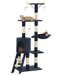 vidaXL Cat Tree with Sisal Scratching Posts 138 cm Dark Blue