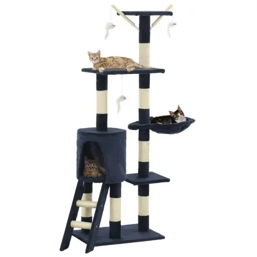 vidaXL Cat Tree with Sisal Scratching Posts 138 cm Dark Blue