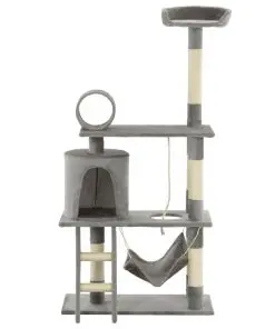 vidaXL Cat Tree with Sisal Scratching Posts 140 cm Grey