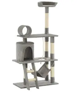 vidaXL Cat Tree with Sisal Scratching Posts 140 cm Grey