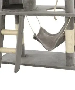 vidaXL Cat Tree with Sisal Scratching Posts 140 cm Grey