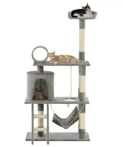 vidaXL Cat Tree with Sisal Scratching Posts 140 cm Grey