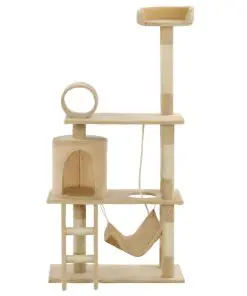 vidaXL Cat Tree with Sisal Scratching Posts 140 cm Beige