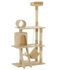 vidaXL Cat Tree with Sisal Scratching Posts 140 cm Beige