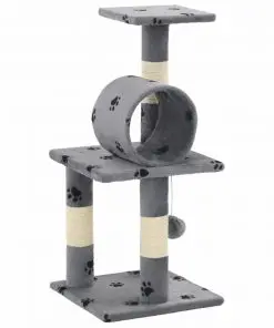 vidaXL Cat Tree with Sisal Scratching Poasts 65 cm Grey Paw Prints