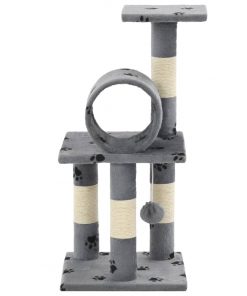 vidaXL Cat Tree with Sisal Scratching Poasts 65 cm Grey Paw Prints