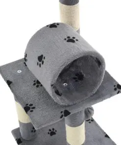 vidaXL Cat Tree with Sisal Scratching Poasts 65 cm Grey Paw Prints